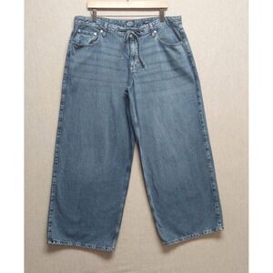 Wide Leg Jeans Womens 16 Baggy Y2K Streetwear Skater Blue Denim 90's Inspired